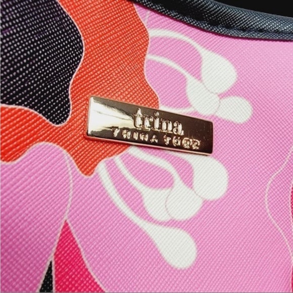 Trina Turk Black and Pink Floral Tote with Pouch - Picture 5 of 7